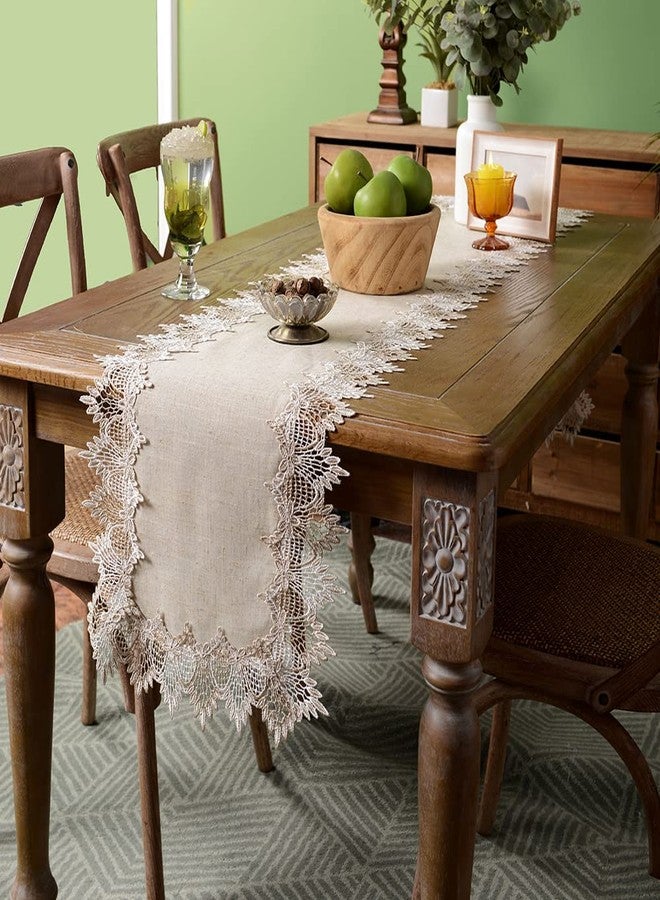 ARTABLE Grey Table Runner Coffee Farmhouse Rustic Macrame Dresser Scarf Lace Small Table Runners for Kitchen Home Outdoor Picnic Wedding Decor (Stone Grey, 16 x 70 Inch) - Image 3